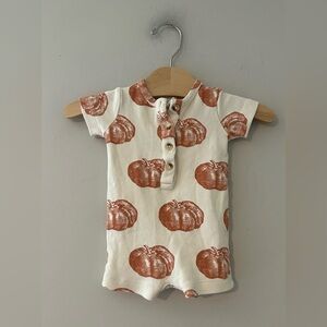 $16 ADD ON Kate Quinn ROMPER Pumpkin Print Fall Bubble Gender Neutral 0-3 Month